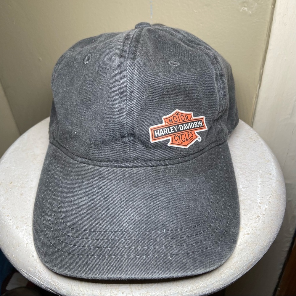 Harley Davidson Black Distressed Denim Baseball Hat from Harley Davidson Museum